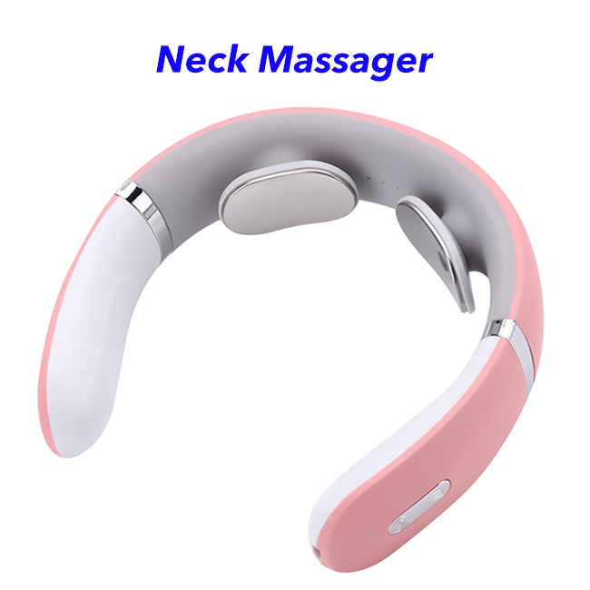 Cordless Massage Neck Ems Smart Electric Neck Massager With Heat(pink 