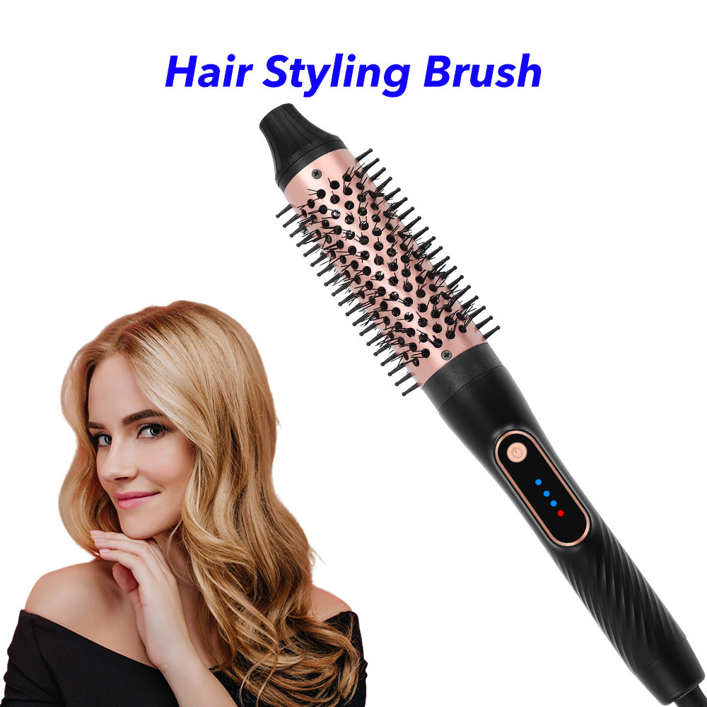 Portable Curling Iron Brush Volumizing Heated Styler Curling Wands Comb Professional Nylon Hair Brush Ionic Hair Curler Hot Brush