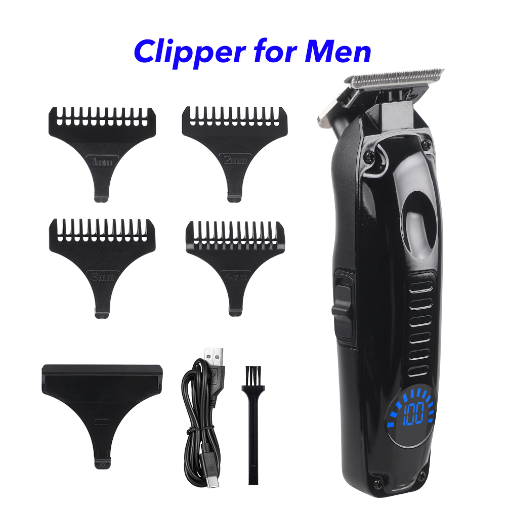 Portable Barber Electric Cordless Hair Removal Rechargeable Hair Clipper and Trimmer for Men(Black)