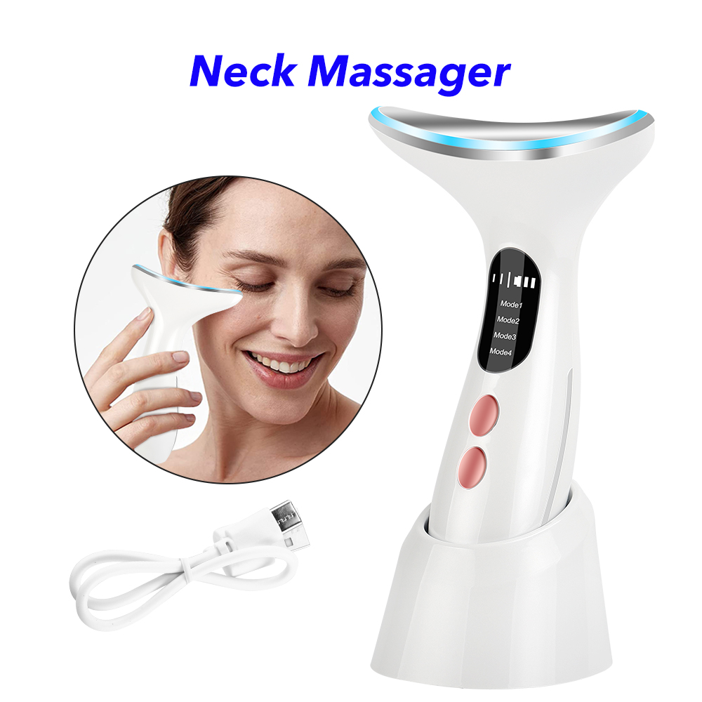 3 Color LED Therapy Face Lifting Machine Facial Neck Massager For Anti Aging Wrinkle Skin Face