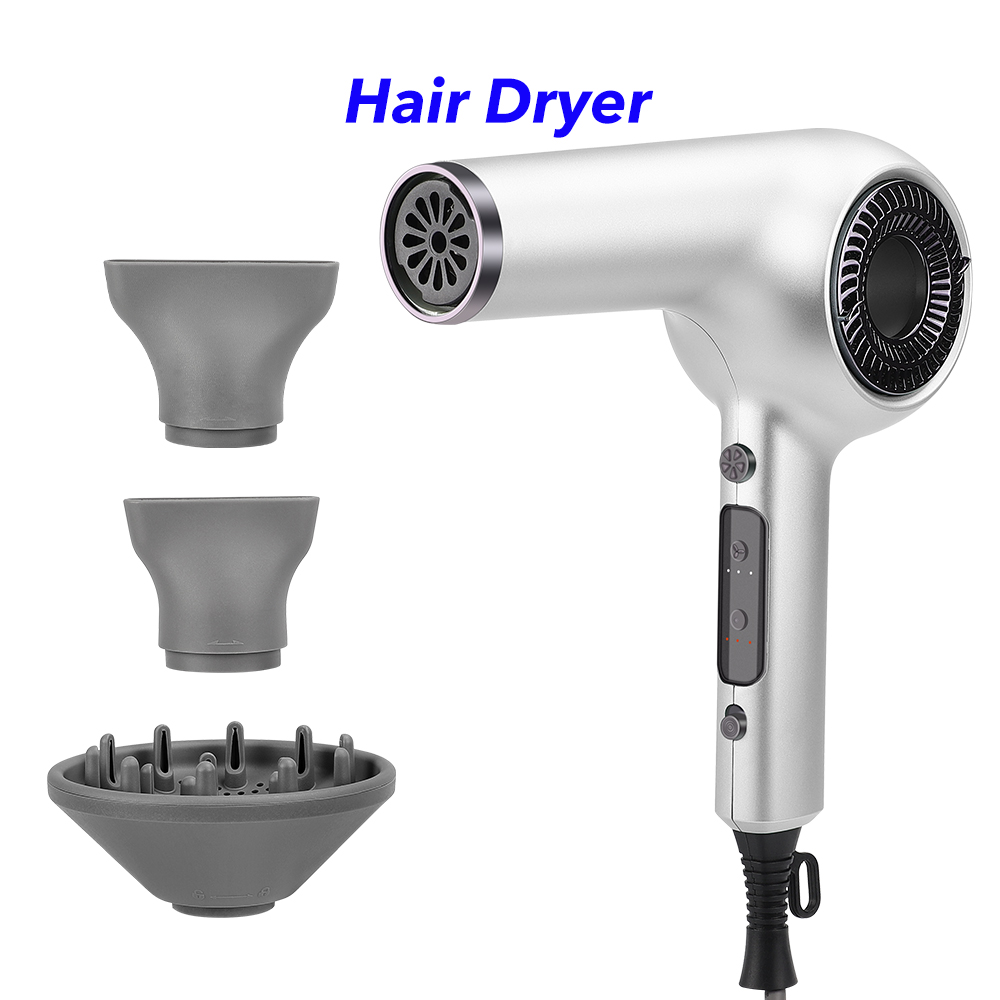 Professional New Arrival Hairdryers Fast Drying Multi Hair Styler 110000 Rpm High Speed Hair Dryer Blow Dryer with 3 Nozzles（White）