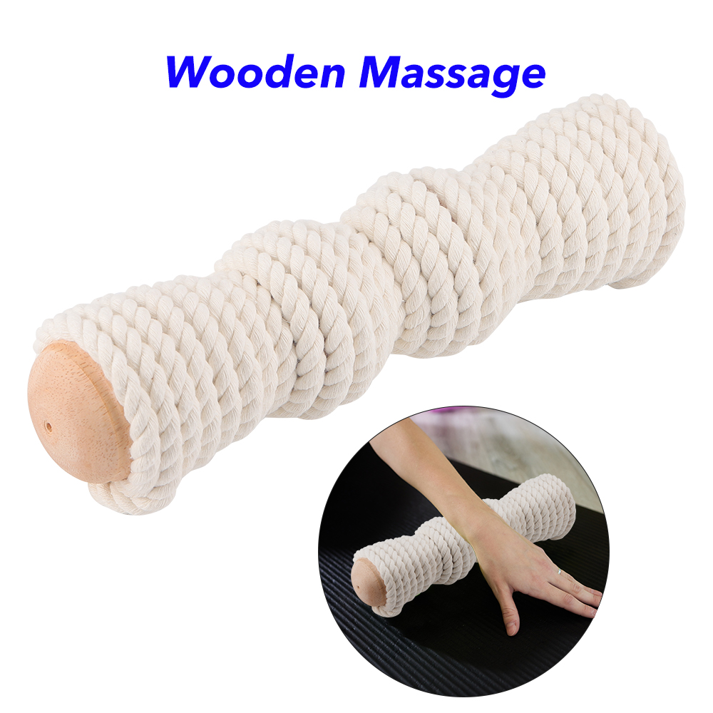 Portable Anti-Cellulite Manual Wooden Body Massage Roller Massager Stick Body Wood Therapy Massager with Cotton Rope