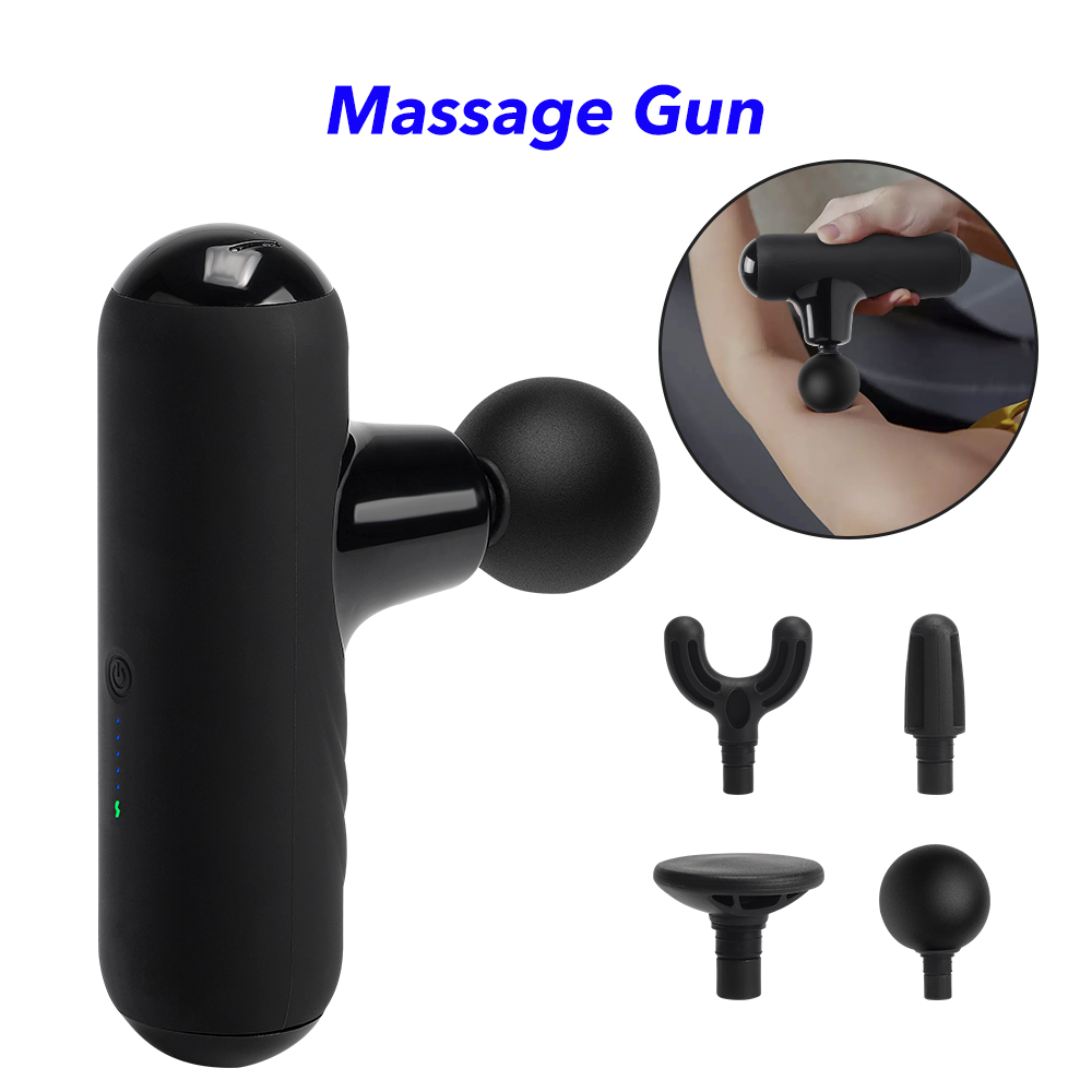 New Design Handheld Gun Massager 5 Speeds Portable Fascia Gun Deep Tissue Mini Massage Gun