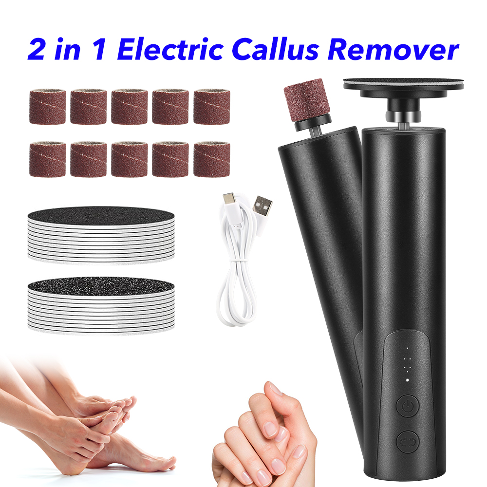 2 in 1 Cordless Electric Callus Remover for Feet Electric Grinder for Foot File and Nail 6 Speed Professional Foot Sander Tool