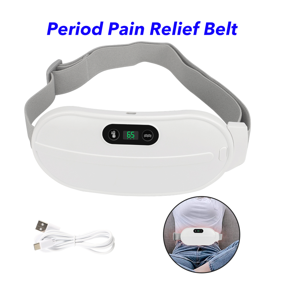 6 Heat Levels and 6 Massage Modes Cordless Period Cramp Comfort Heating Pad and Massager(White)