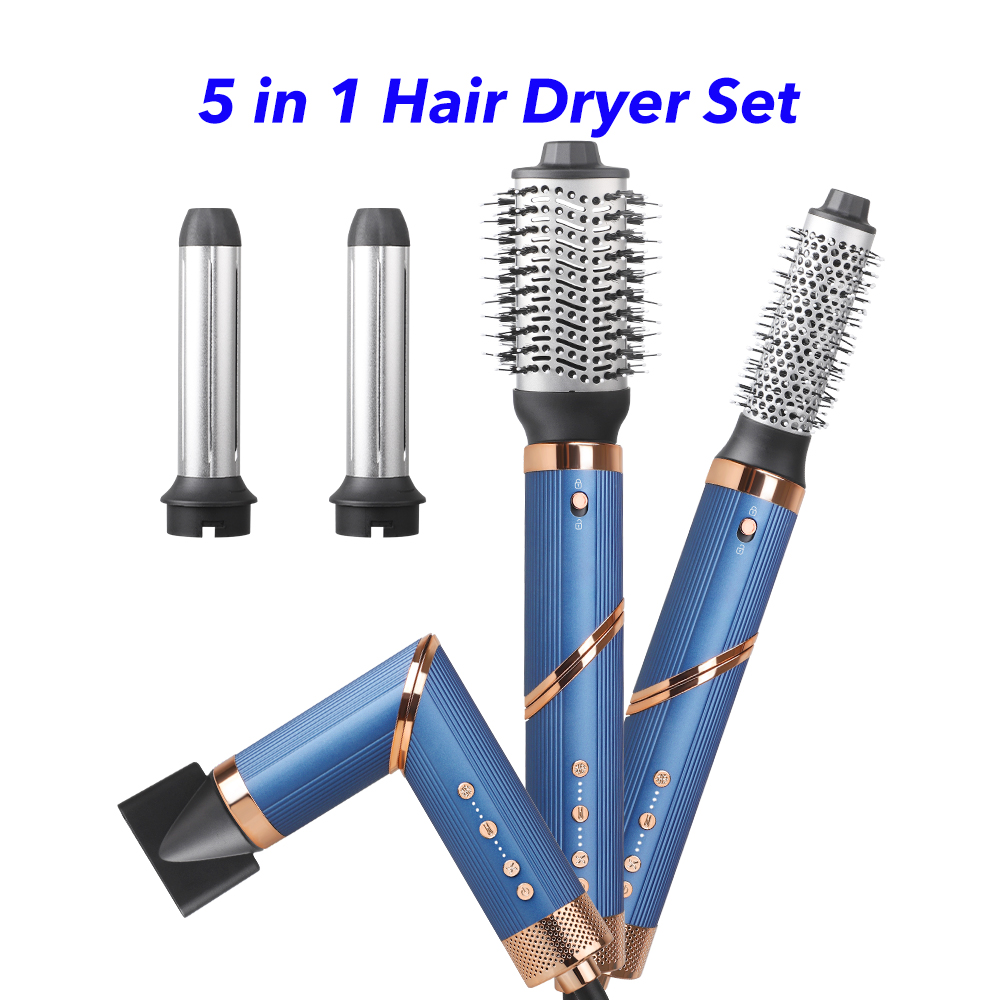 5 in 1 Fast Drying 110000Rpm Hair Dryer Professional Foldable Blow Dryer Fast Dry Low Noise Blow Dryer(Blue)