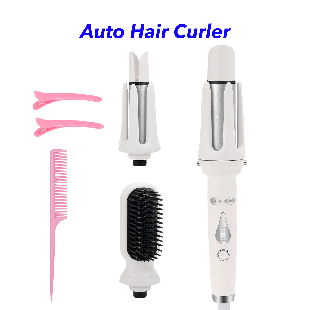 3 in 1 Rotating Curling Iron Hair Straightener Brush Comb Electric Automatic Hair Curler