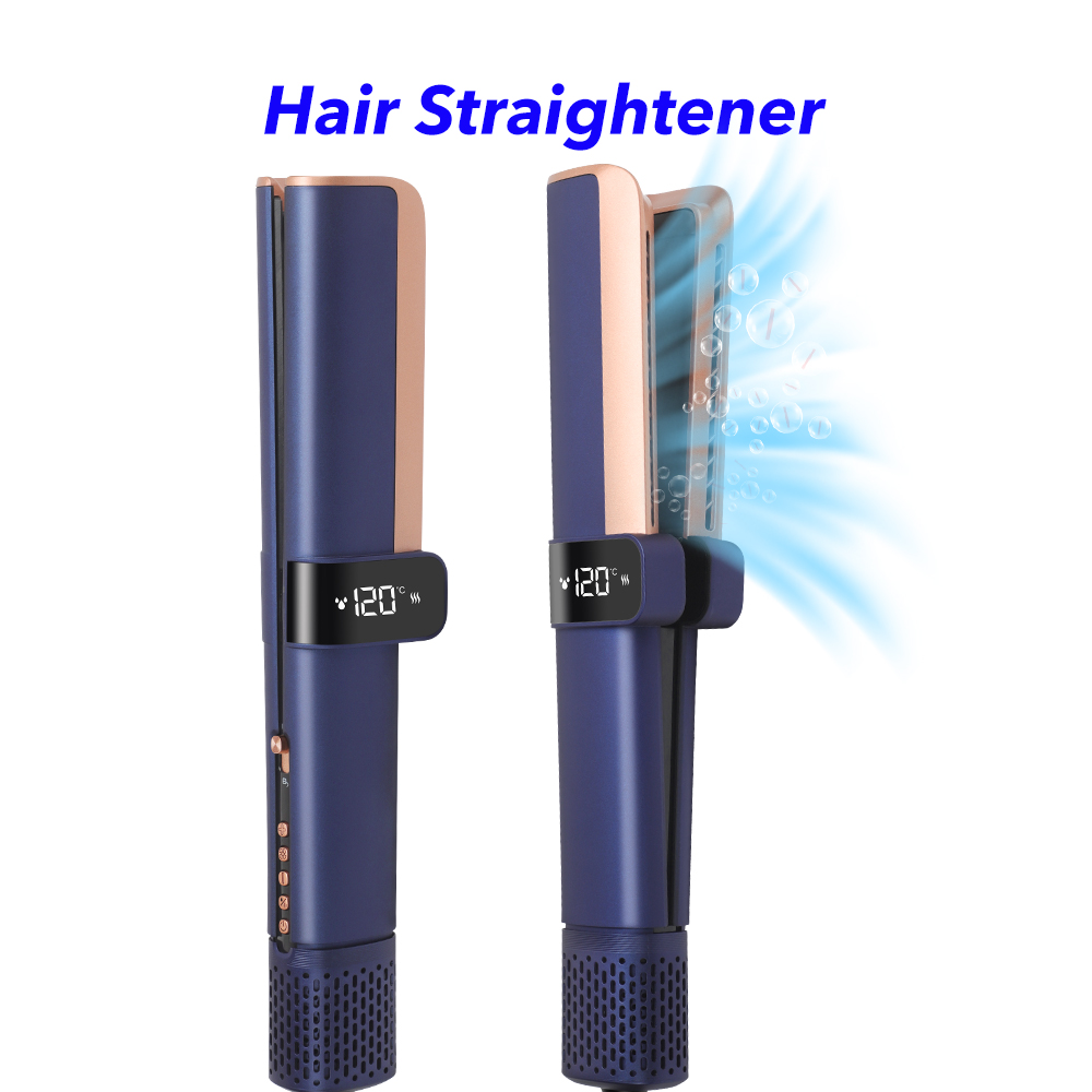 One Step 2 in 1 Fast Drying High Speed Hair Dryer and Hair Straightening Negative Ionic Blow Dryer Straightener (blue)