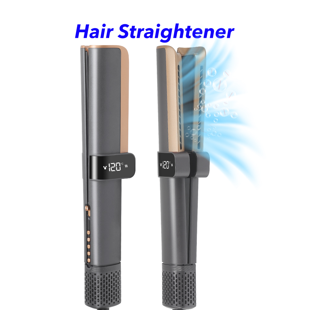 One Step 2 in 1 Fast Drying High Speed Hair Dryer and Hair Straightening Negative Ionic Blow Dryer Straightener (grey)