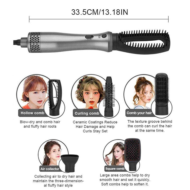 Beauty Care Hot Air Brush 5 in 1 Electric Hair Curler and Straightener ...