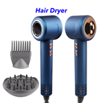 Powerful Fast Drying 110000rpm Ionic Hair Dryer Blow Dryer Fast Dry Low Noise Blow Dryer(Blue with new nozzle)