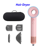 110000 RPM High-Speed Brushless Motor Negative Ionic Blow Dryer Hair Dryer with 3 Nozzles and 1 Diffuser (Pink)