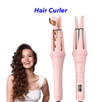 Automatic Curling Iron Professional Portable Rotating Auto Hair Curler With 7 Temperatures And 5 Timers (Pink)