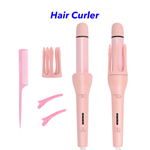 Professional Hair Curling Iron Ceramic Negative Ion 2 In 1 Automatic Rotating Hair Curler And Hair Straightener (Pink)