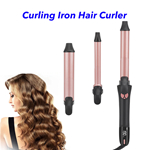 Professional Curling Iron Set 3 In 1 Hair Curler Ceramic Interchangeable Triple Barrel Curling Wand Hair Curler Set