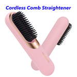 Professional New Straightening Comb Fast Heated Negative Ionic Mini Portable Wireless Hair Straightener Brush for Travel