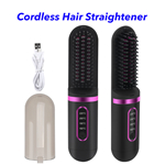 Portable Wireless Rechargeable Usb Fast Professional Ceramic Flat Iron Cordless Mini Hair Straightener Brush