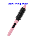 Portable Curling Iron Comb Volumizing Heated Styler Curling Wands Professional Ionic Hair Curler Hot Brush （Pink）